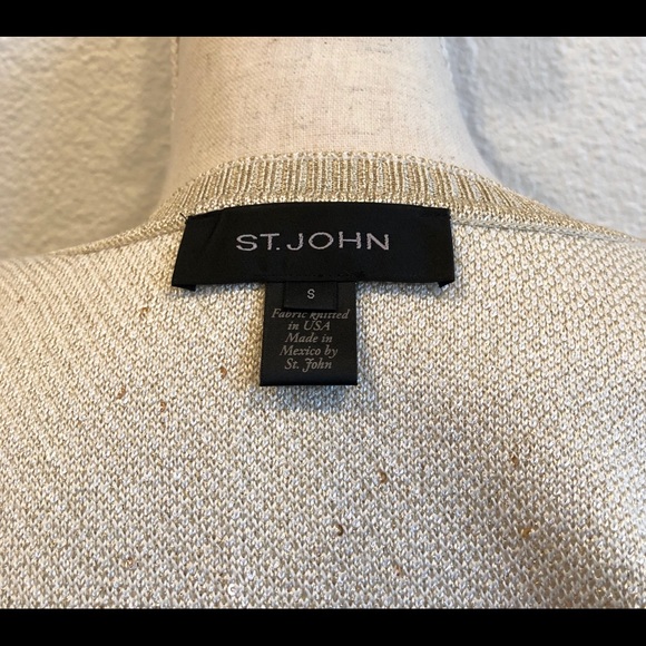 St. John Elegant Metallic Cardigan Jeweled Buttons - Picture 5 of 6